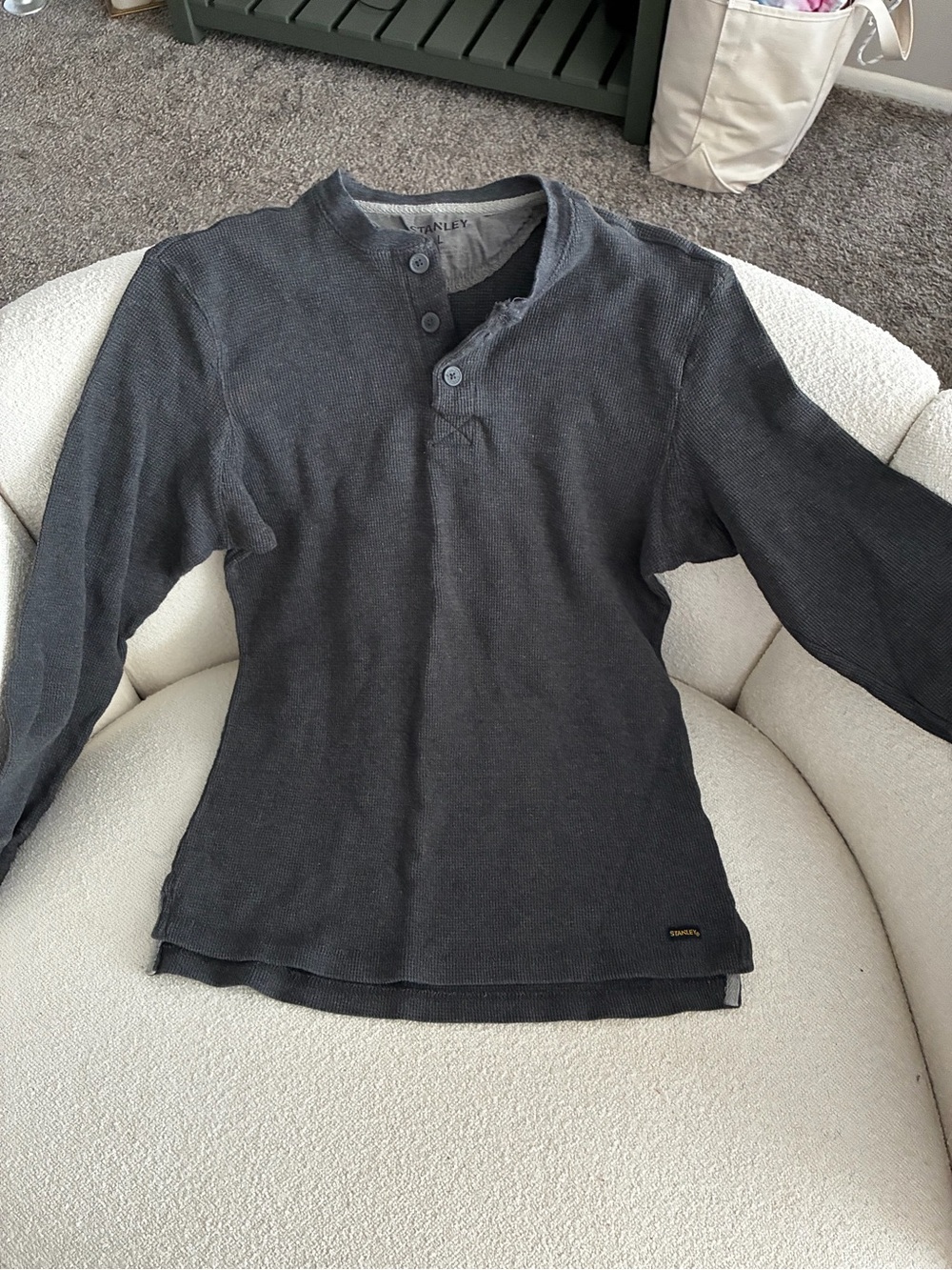 Stanley Dark Gray Ribbed Henley Shirt